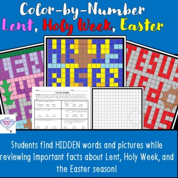 Preview of Lent, Holy Week, and Easter Color-by-Number Hidden Picture Find
