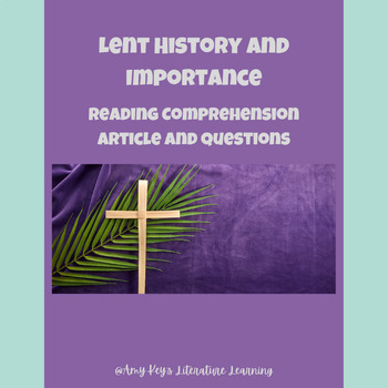 Preview of Lent Reading Comprehension Article & Questions Vocabulary Practice Middle & High