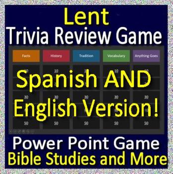 Preview of Lent Review Game Bilingual: Spanish + English Version Juego de ingles y español