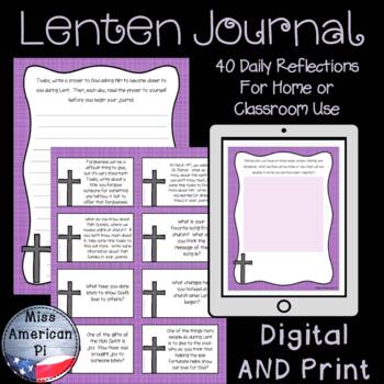 Preview of Lenten Journal: Daily Reflections for Lent- Print AND Digital