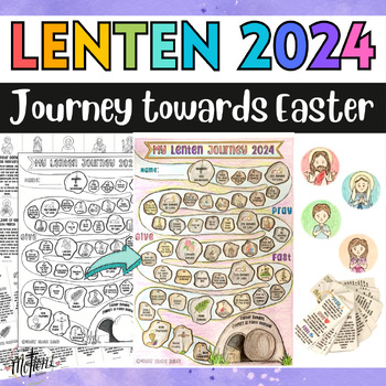 Preview of Lenten Journey 2024 Countdown Printable Calendar, Lenten Activity, Easter