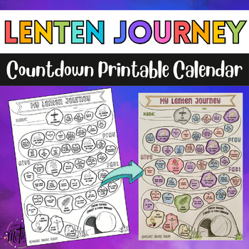 Preview of Lenten Journey Countdown Printable Calendar Activity, Lenten Activity, Easter