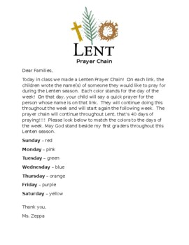 Preview of Lenten Prayer Chain Note and Activity