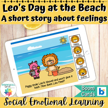 Preview of Leo's Feelings Boom Cards™ A Summer Story about Emotions Speech Therapy