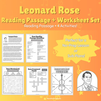 Preview of Leonard Rose: Reading Passage & Activities {Orchestra Sub Plans/No Prep Plans}