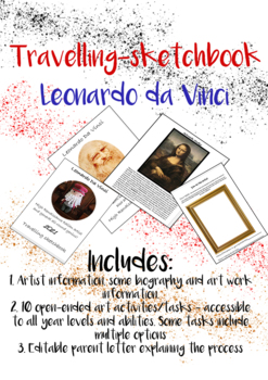 Preview of Leonardo Da Vinci - travelling sketchbook tasks and art history lessons
