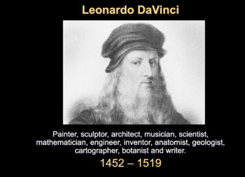 Preview of Leonardo DaVinci Presentation with guided notes and answer key.
