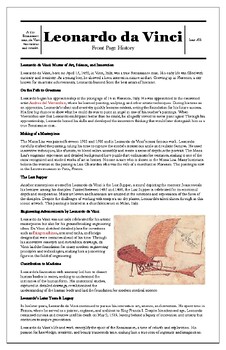 Preview of Leonardo da Vinci: Articles, DBQ's, Assessment, PPT (2 bonus articles included)