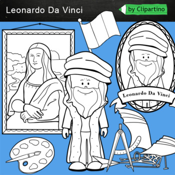 Preview of Leonardo da Vinci Clipart: BW black white