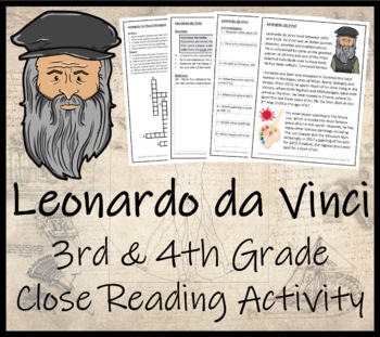 Preview of Leonardo da Vinci Close Reading Comprehension Activity | 3rd Grade & 4th Grade