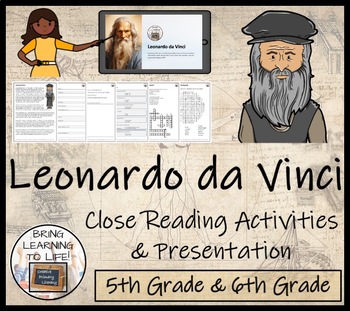 Preview of Leonardo da Vinci Close Reading Comprehension Activity | 5th Grade & 6th Grade