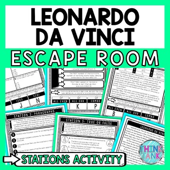 Preview of Leonardo da Vinci Escape Room Stations - Reading Comprehension Activity