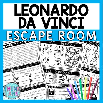 Preview of Leonardo da Vinci Escape Room - Task Cards - Reading Comprehension