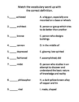 leonardo s horse vocabulary test and vocabulary dominoes by mrs gc