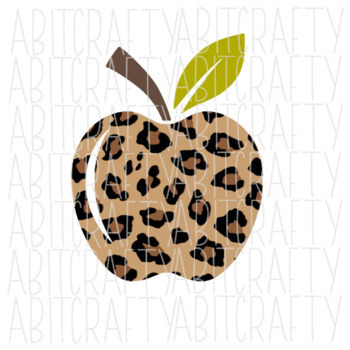 Preview of Leopard Apple Teacher Apple clip art  SVG PNG Sublimation cricut sublimation