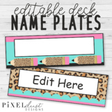 Leopard Print Student Desk Name Plates, Name Tags, Classro