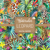 Leopard Set 2 - Watercolor Wild Digital Paper Background Patterns