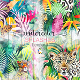 Leopard Splashes Set 2 - Wildlife Watercolor Design Elemen