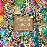 Leopard - Transparent Watercolor Digital Pattern Papers