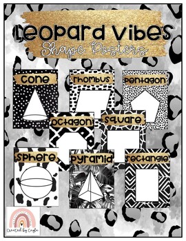 Preview of Leopard Vibes 2D and 3D Shape Posters Classroom Decor
