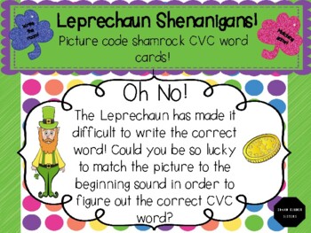 Preview of Leprechaun CVC Beginning Sound Code Word Fun!