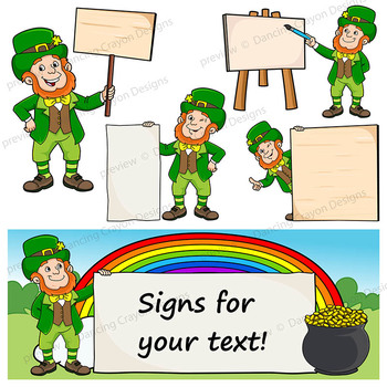 Leprechaun Clip Art - Leprechaun holding a sign