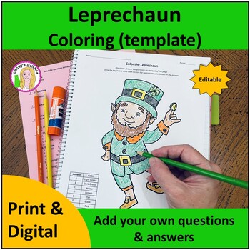 Preview of Leprechaun Coloring Template