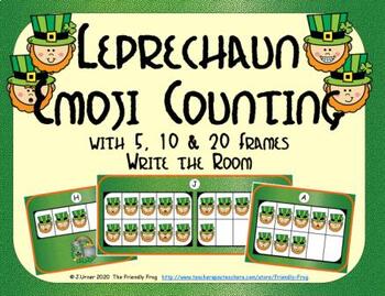 Preview of Leprechaun Emoji Counting with 5, 10 & 20 Frames {Subitizing}