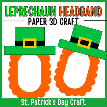 Preview of Leprechaun Face Headband 3D Paper Craft | St. Patrick's Day Craft Activity