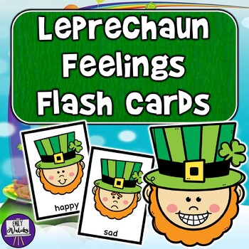 Preview of Leprechaun Feelings Flashcards - PreK Kinder SEL SPED St. Patrick's Day Emotions