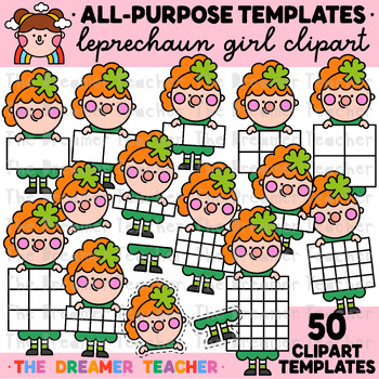 Preview of Leprechaun Girl St Patrick's Day Clipart Templates