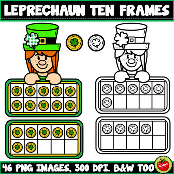 Preview of Leprechaun Girl Ten Frames Clipart