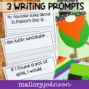 Leprechaun Gnome Craft with writing prompts by Mallory Johnson | TpT