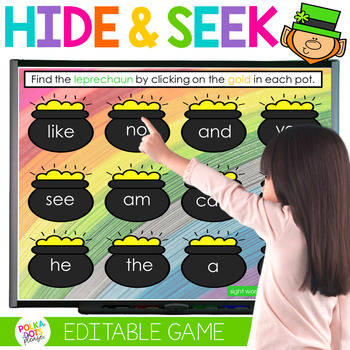 Preview of March Phonics Games for St Patricks Day | Hide and Seek Sight Word Practice