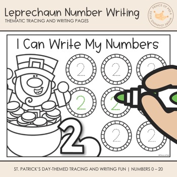 Preview of Leprechaun Number Tracing & Writing | Numbers 0-20 | PreK Kinder St. Patrick's