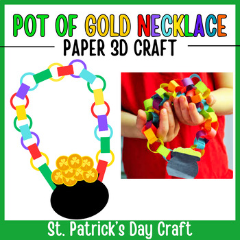 Preview of Leprechaun Pot Of Gold Necklace 3DPaper Craft | St. Patrick's Day Craft Activity