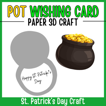 Preview of Leprechaun Pot Wishing Card 3D Paper Craft | St. Patrick's Day Craft Activity