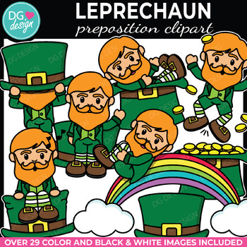 Preview of St Patrick's Day Leprechaun and Pot of Gold Prepositions Clipart