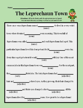 Preview of Leprechaun St. Patrick's Day Activity FREE - Ad Lib Activity