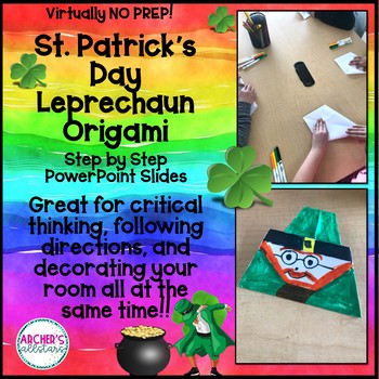 Preview of Leprechaun St Patrick's Day Origami Activity GOOGLE VERSION INCLUDED