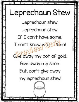 Preview of Leprechaun Stew - St. Patrick's Day Poem for Kids