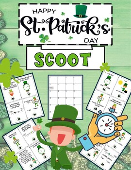 Preview of Leprechaun Time Math Scoot Game: Saint Patrick's Day Math Activities Grades 2-5