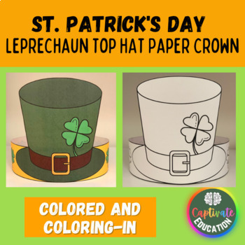 Leprechaun Hat Paper Crown Headband Printable St. Patrick's Day