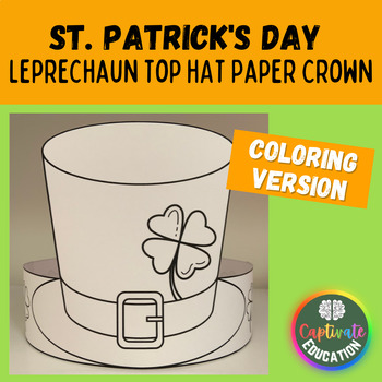 Leprechaun Hat Paper Crown Headband Printable St. Patrick's Day