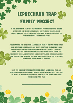 Preview of Leprechaun Trap Letter to Parents