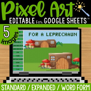 Preview of Leprechaun Trap Pixel Art Math for St. Patrick's Day Standard & Expanded Form