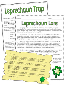 Preview of Leprechaun Trap Project - Letters Home and to Students, Reading Passages