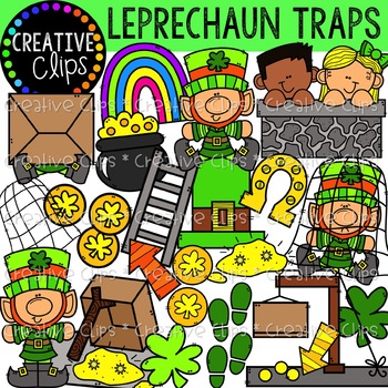 Preview of Leprechaun Traps St. Patrick's Day Clipart {Green Shamrock, March Clipart}