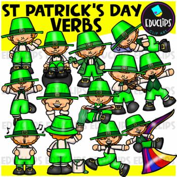 Preview of St Patrick's Day Verbs Clip Art Set {Educlips Clipart}