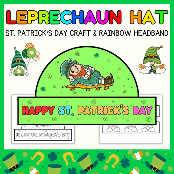 Preview of Leprechaun rainbow Hat l St. Patrick's Day Headband Activity l Crown Craft Color